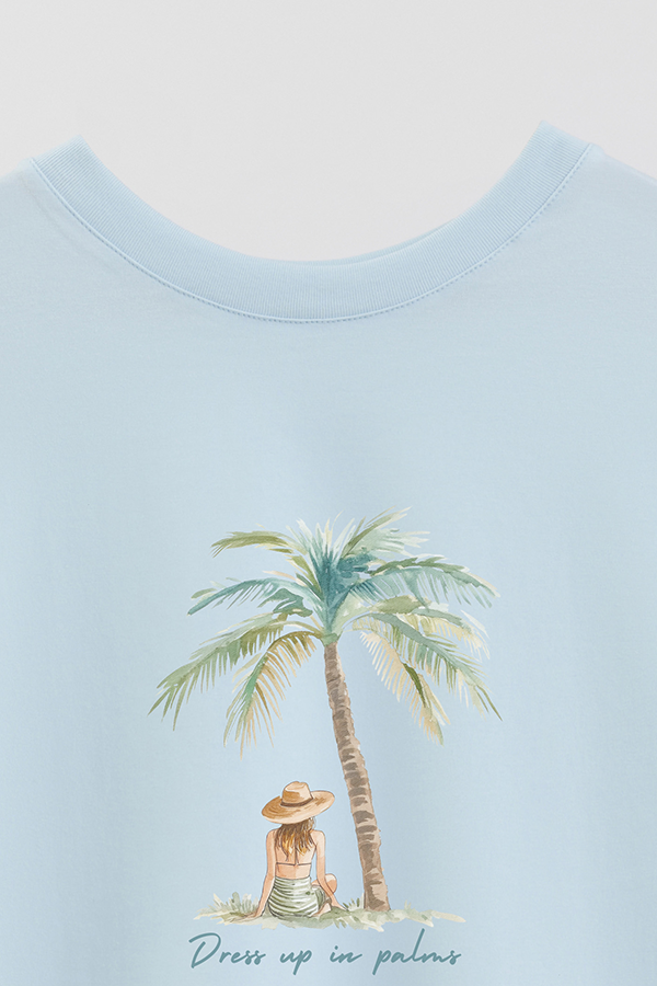 REMERA CROP ESTAMPADA COASTAL DRESS UP IN PALMS
