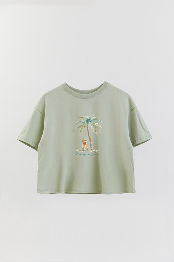 REMERA CROP ESTAMPADA COASTAL DRESS UP IN PALMS