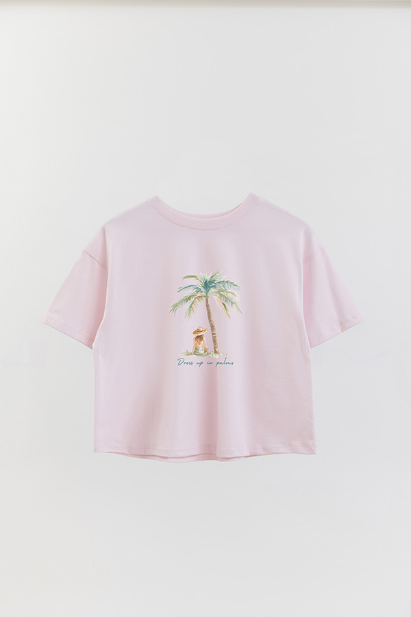 REMERA CROP ESTAMPADA COASTAL DRESS UP IN PALMS