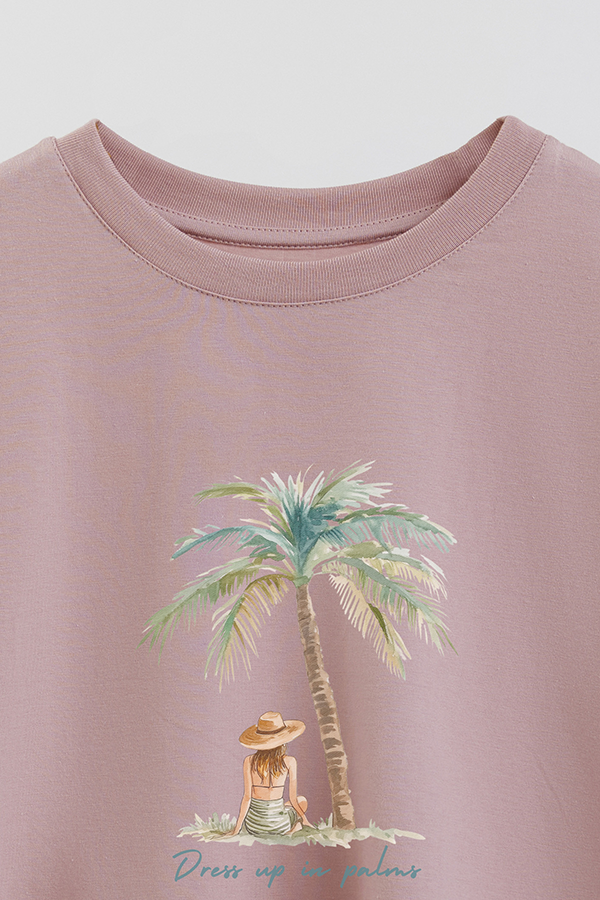 REMERA CROP ESTAMPADA COASTAL DRESS UP IN PALMS