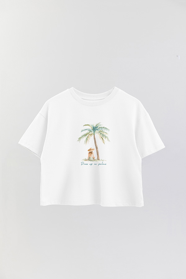 REMERA CROP ESTAMPADA COASTAL DRESS UP IN PALMS