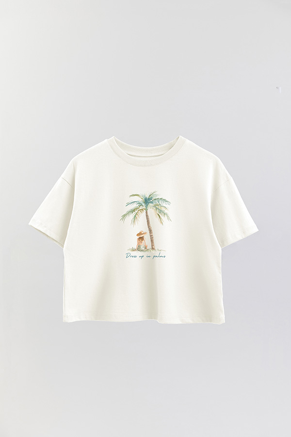 REMERA CROP ESTAMPADA COASTAL DRESS UP IN PALMS