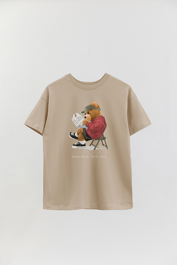REMERA OVER ESTAMPADA UNISEX TEDDY READ MORE TALK LESS