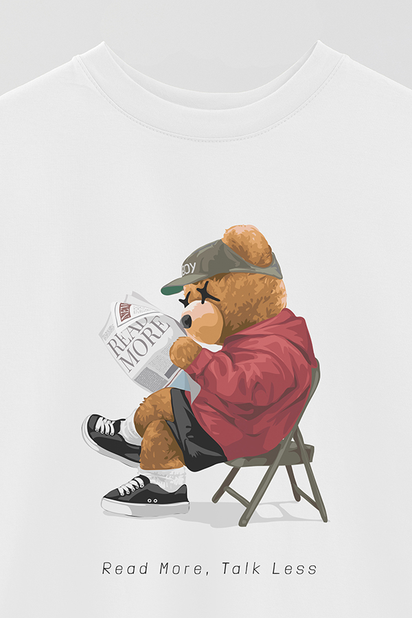 REMERA OVER ESTAMPADA UNISEX TEDDY READ MORE TALK LESS