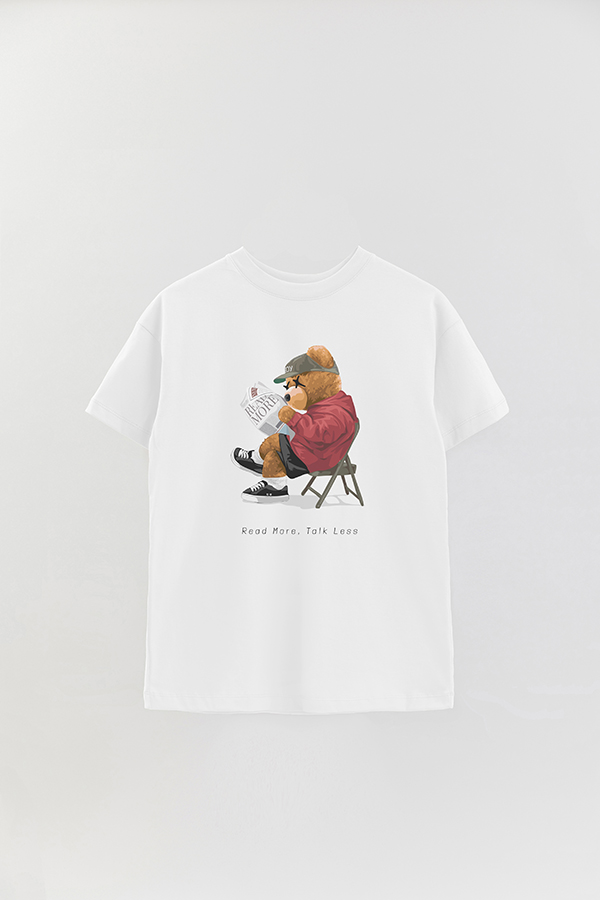 REMERA OVER ESTAMPADA UNISEX TEDDY READ MORE TALK LESS