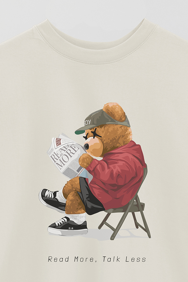 REMERA OVER ESTAMPADA UNISEX TEDDY READ MORE TALK LESS