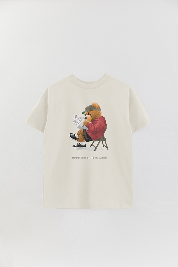 REMERA OVER ESTAMPADA UNISEX TEDDY READ MORE TALK LESS