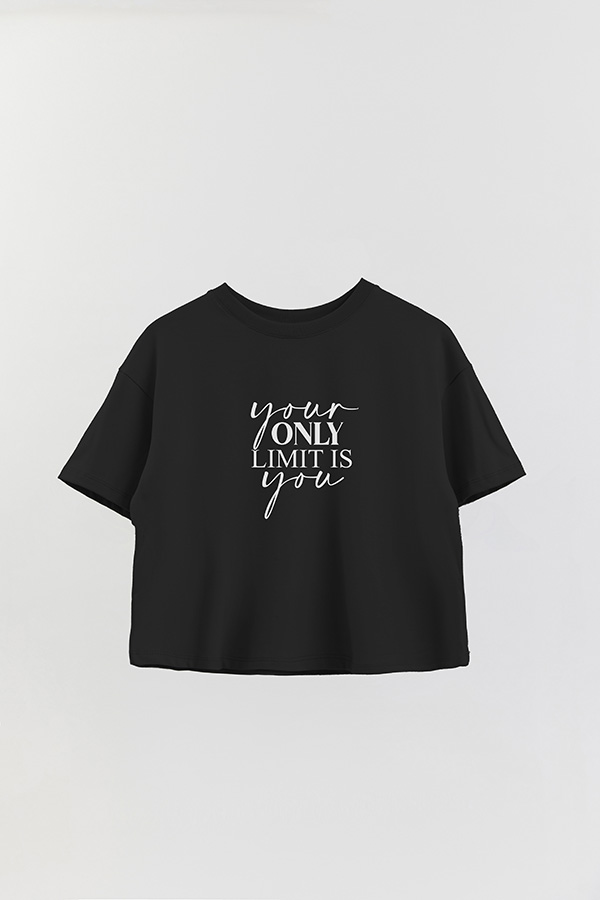 REMERA CROP ESTAMPADA ML YOUR ONLY LIMITS IS YOU