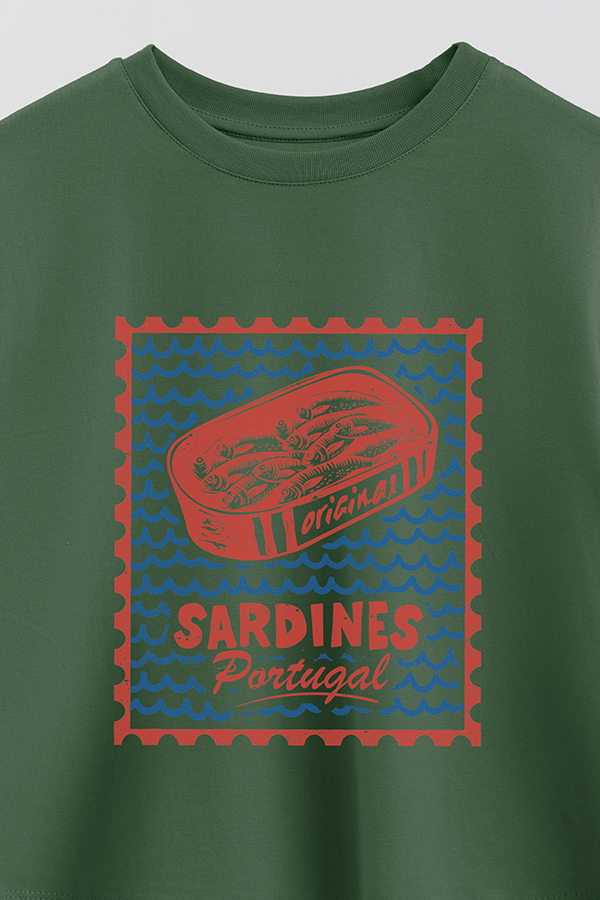 REMERA CROP ESTAMPADA SARDINES PORTUGAL