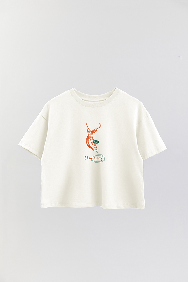 REMERA CROP ESTAMPADA HARVEST STAY SPICY
