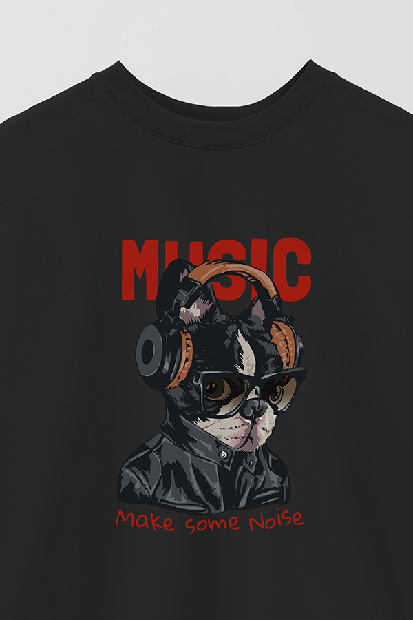REMERA OVER ESTAMPADA DOG MUSIC