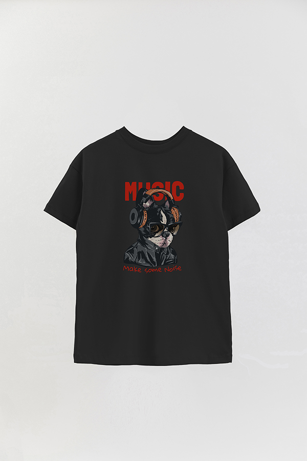 REMERA OVER ESTAMPADA DOG MUSIC