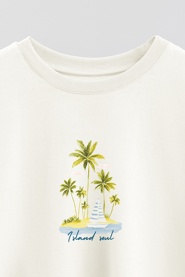 REMERA CROP ESTAMPADA COASTAL ISLAND SOUL