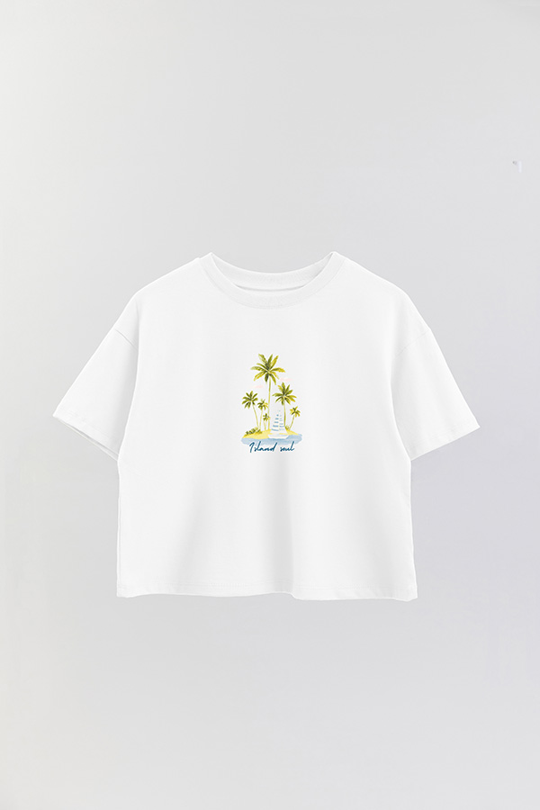 REMERA CROP ESTAMPADA COASTAL ISLAND SOUL