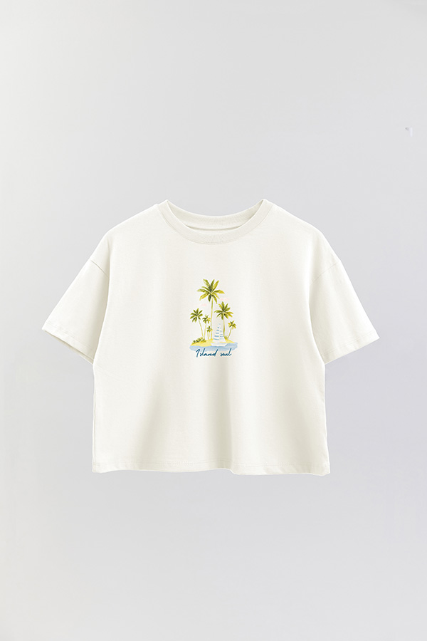 REMERA CROP ESTAMPADA COASTAL ISLAND SOUL