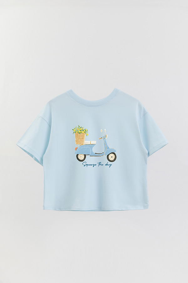 REMERA CROP ESTAMPADA COASTAL MOTORBIKE SQUEEZE THE DAY