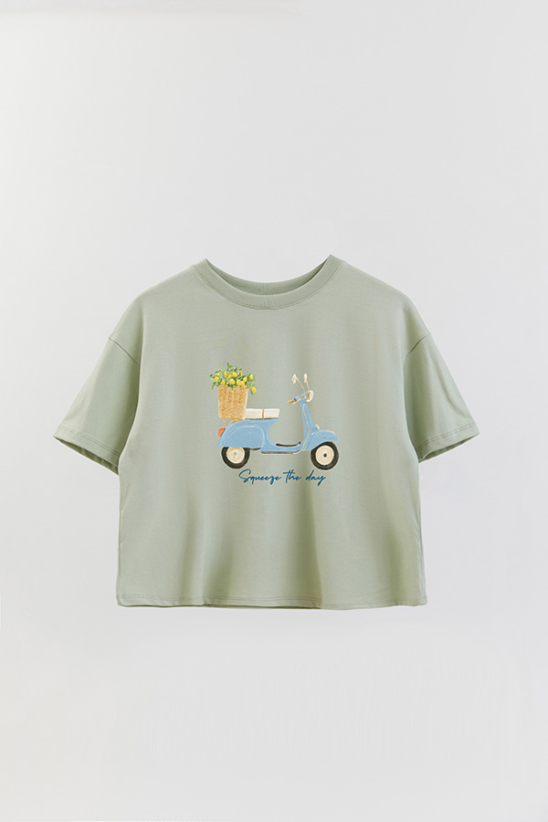 REMERA CROP ESTAMPADA COASTAL MOTORBIKE SQUEEZE THE DAY