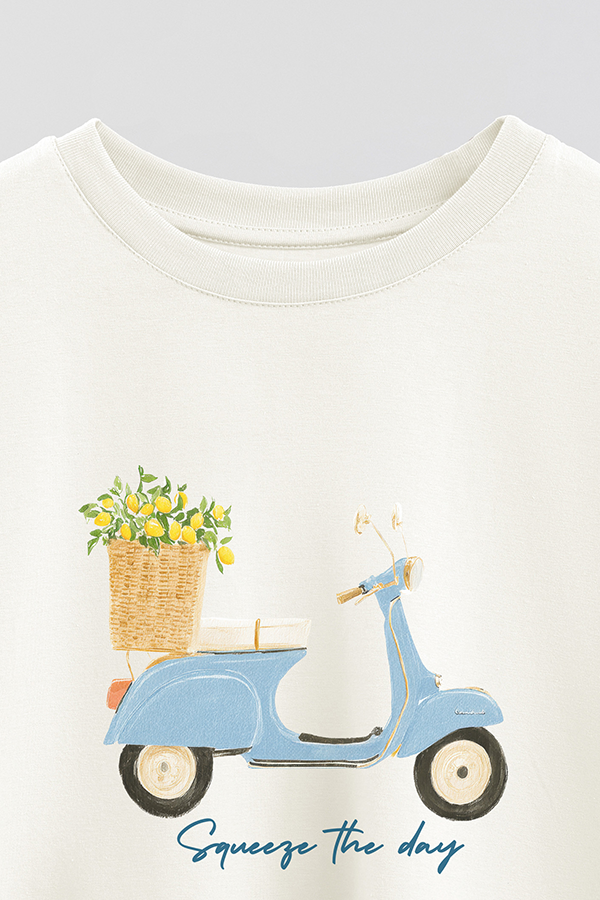 REMERA CROP ESTAMPADA COASTAL MOTORBIKE SQUEEZE THE DAY