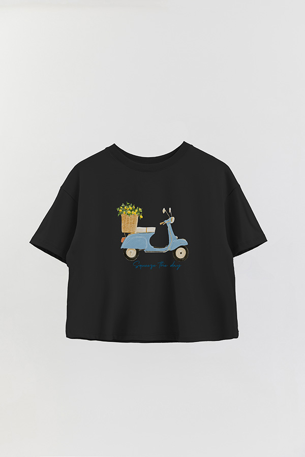 REMERA CROP ESTAMPADA COASTAL MOTORBIKE SQUEEZE THE DAY