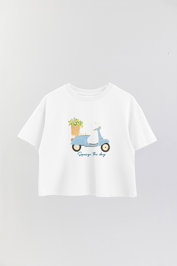 REMERA CROP ESTAMPADA COASTAL MOTORBIKE SQUEEZE THE DAY