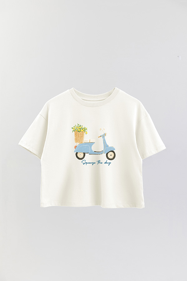 REMERA CROP ESTAMPADA COASTAL MOTORBIKE SQUEEZE THE DAY