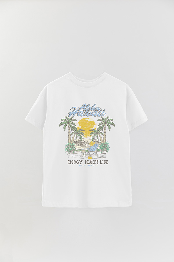 REMERA OVER ESTAMPADA ALOHA BEACH LIFE