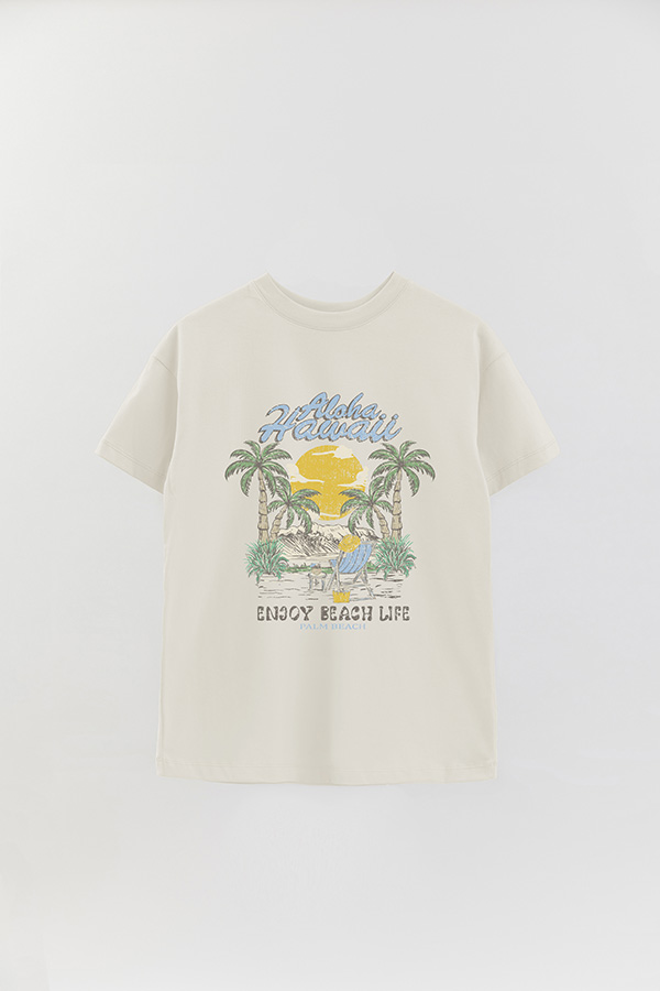 REMERA OVER ESTAMPADA ALOHA BEACH LIFE