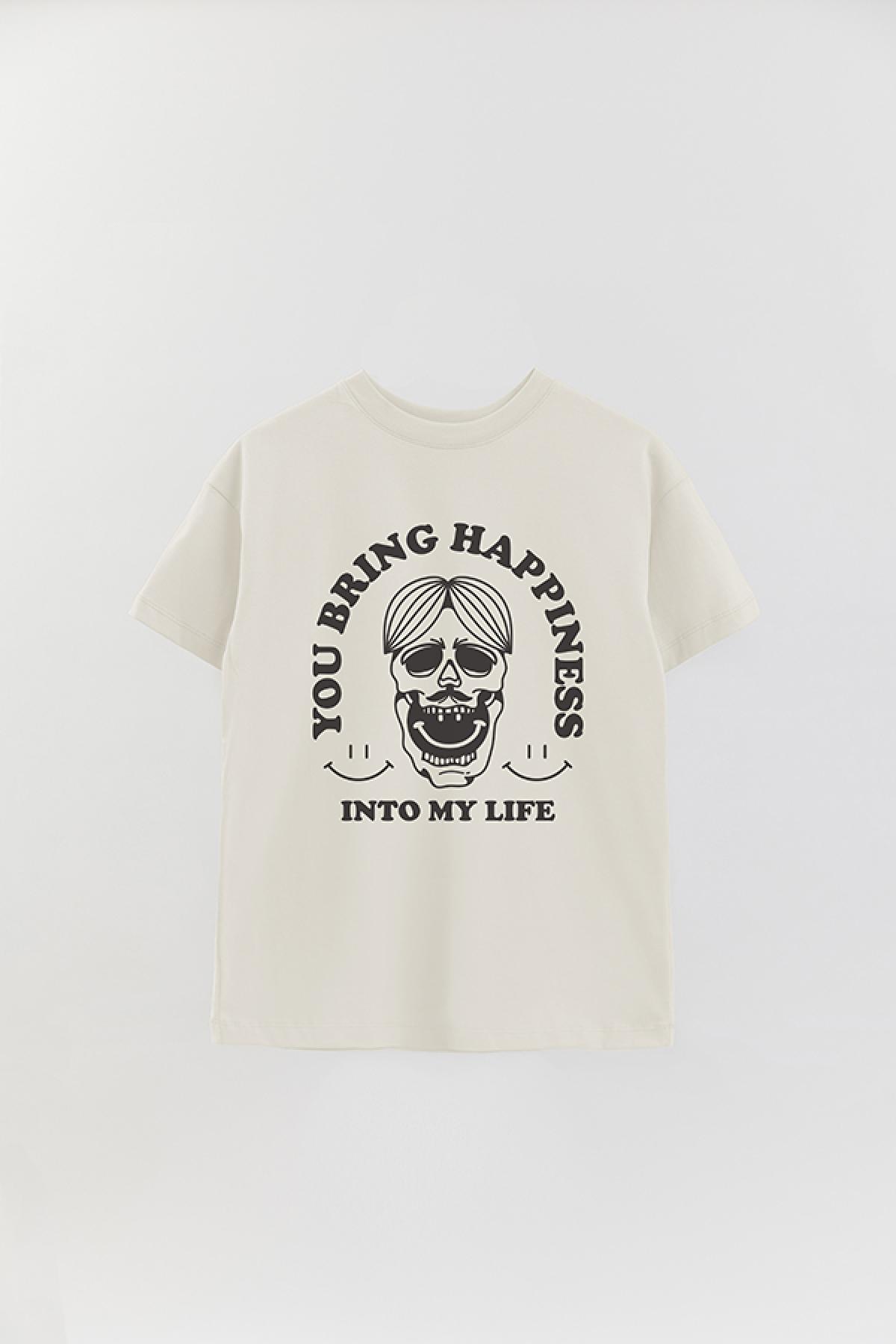 REMERA OVER ESTAMPADA GR YOU BRING ME HAPPINESS