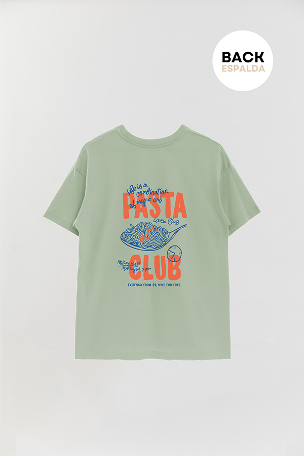REMERA OVER FB ESTAMPADA PASTA CLUB