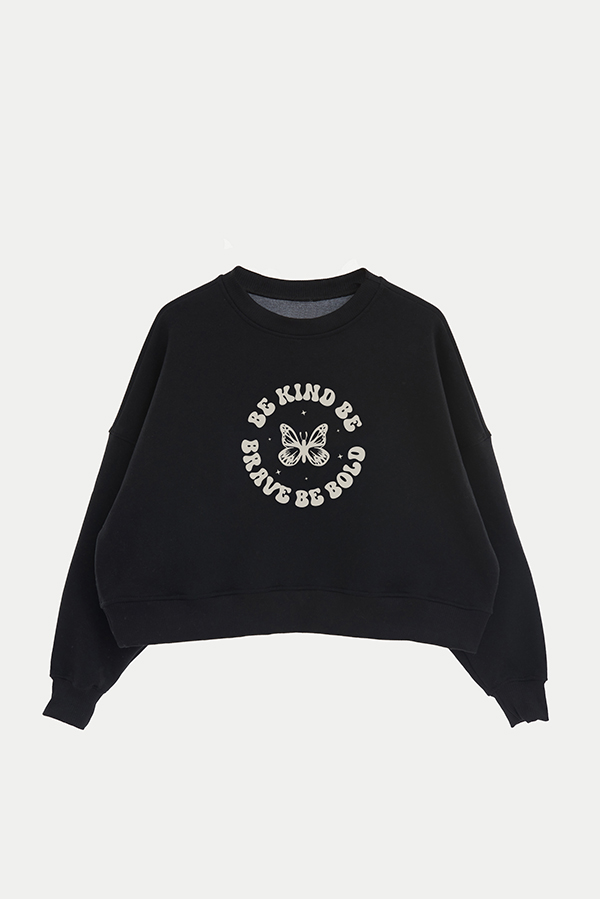 BUZO CROP FRISA ESTAMPADO MINIMAL LOVE BE BRAVE
