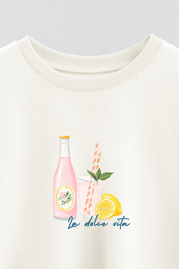 REMERA CROP ESTAMPADA COASTAL LA DOLCE VITA