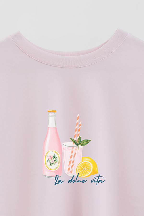 REMERA CROP ESTAMPADA COASTAL LA DOLCE VITA