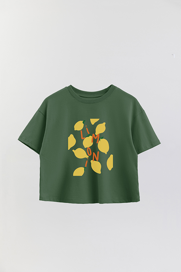 REMERA CROP ESTAMPADA ITALY LIMONI