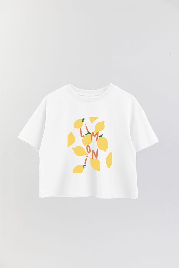 REMERA CROP ESTAMPADA ITALY LIMONI