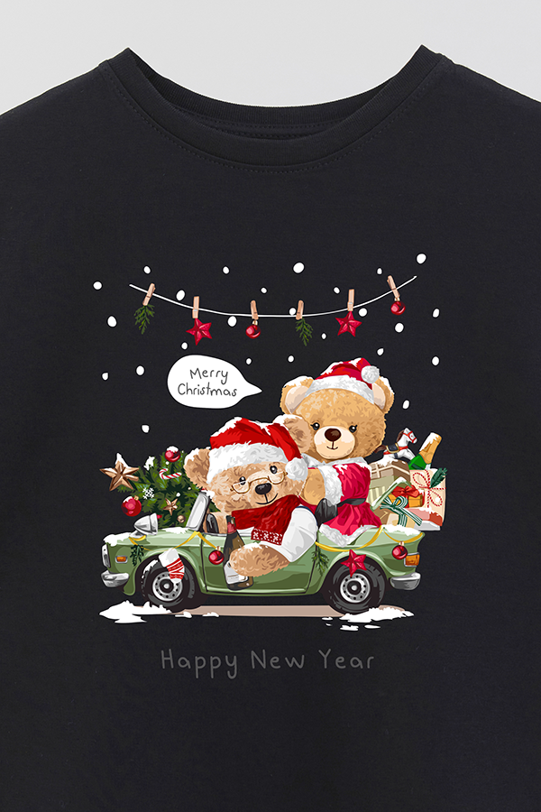REMERA BASICA ESTAMPADA TEDDY CHRISTMAS MERRY CHRISTMAS TRUCK