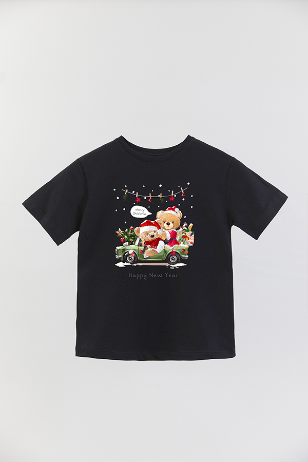 REMERA BASICA ESTAMPADA TEDDY CHRISTMAS MERRY CHRISTMAS TRUCK