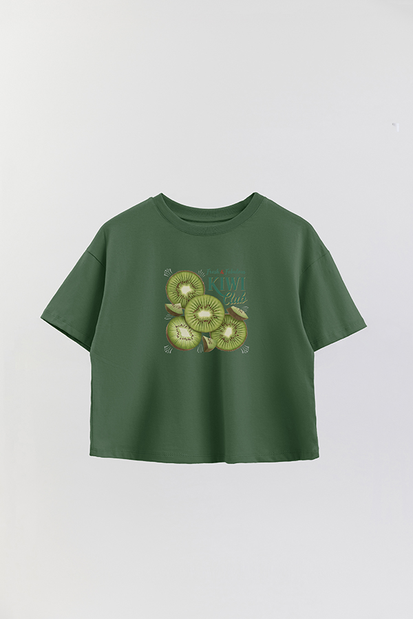REMERA CROP ESTAMPADA HARVEST KIWI CLUB