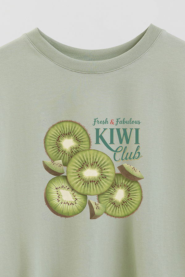 REMERA CROP ESTAMPADA HARVEST KIWI CLUB