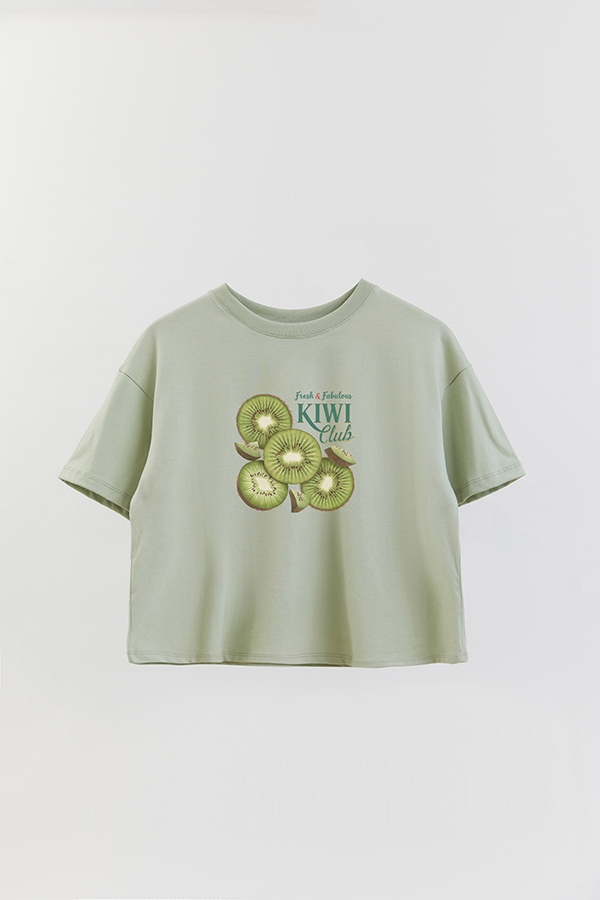 REMERA CROP ESTAMPADA HARVEST KIWI CLUB