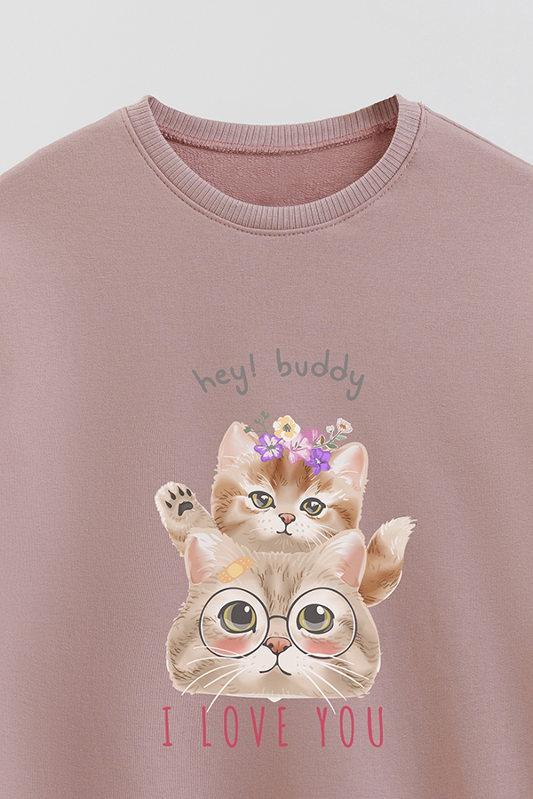 BUZO CREWNECK RUSTICO KITTY DREAMS I LOVE YOU