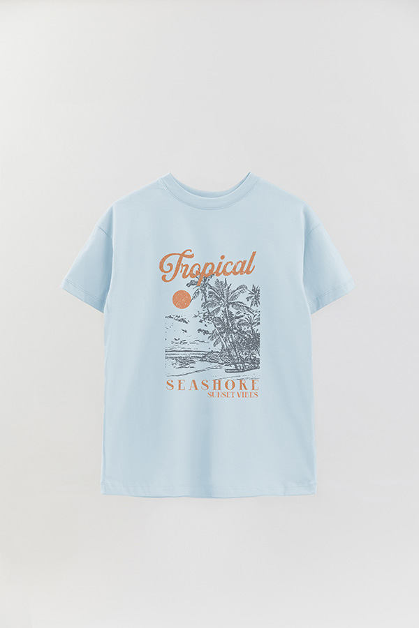 REMERA OVER ESTAMPADA TROPICAL SEASHORE