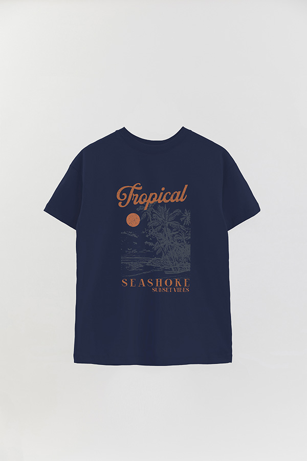 REMERA OVER ESTAMPADA TROPICAL SEASHORE