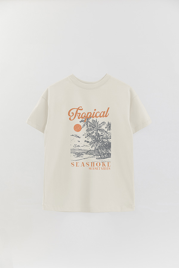 REMERA OVER ESTAMPADA TROPICAL SEASHORE
