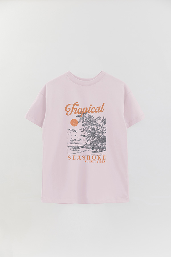 REMERA OVER ESTAMPADA TROPICAL SEASHORE