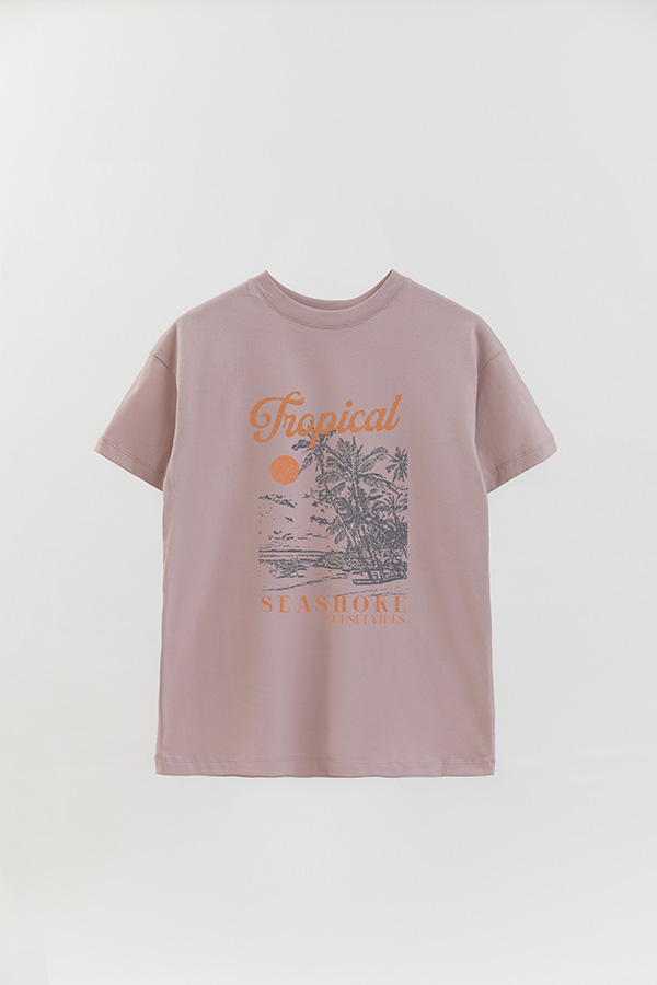 REMERA OVER ESTAMPADA TROPICAL SEASHORE