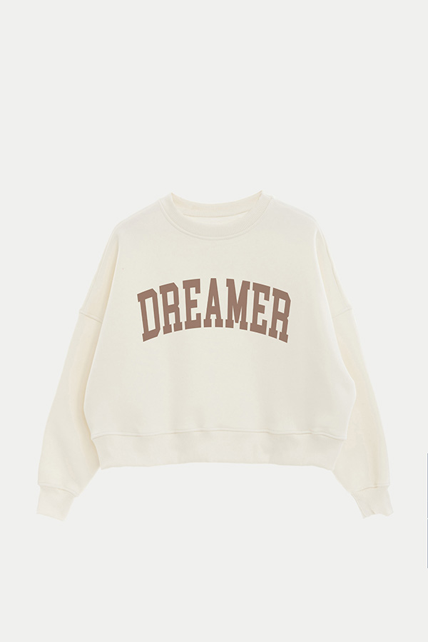 BUZO CROP ESTAMPADO VARSITY DREAMER