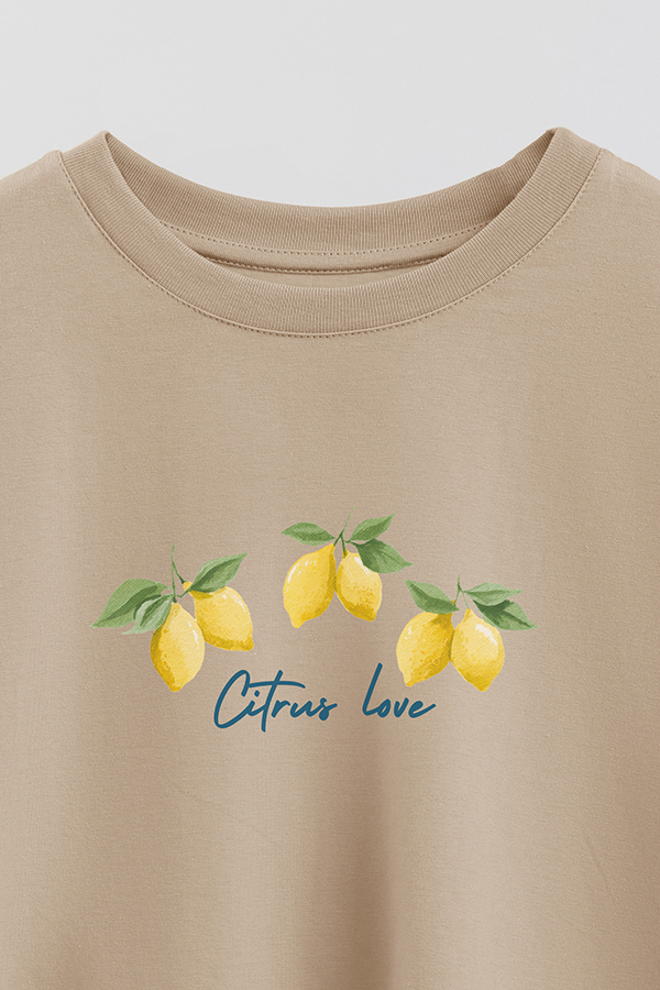 REMERA CROP ESTAMPADA COASTAL CITRUS LOVE