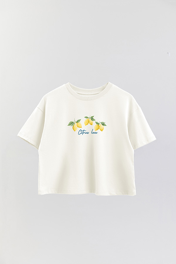 REMERA CROP ESTAMPADA COASTAL CITRUS LOVE