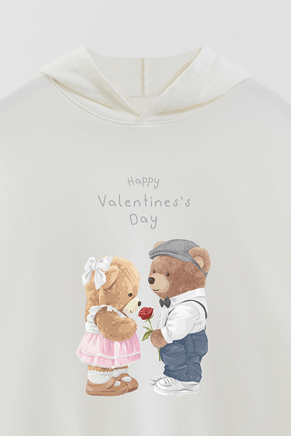 HOODIE RUSTICO KID TEDDY HAPPY VALENTINES'S DAY