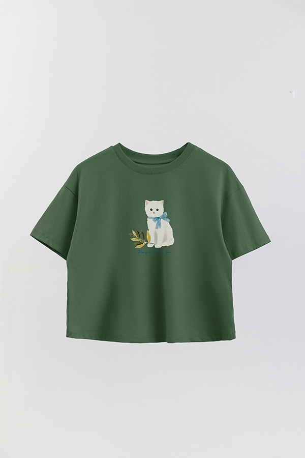 REMERA CROP ESTAMPADA COASTAL PURRFECT